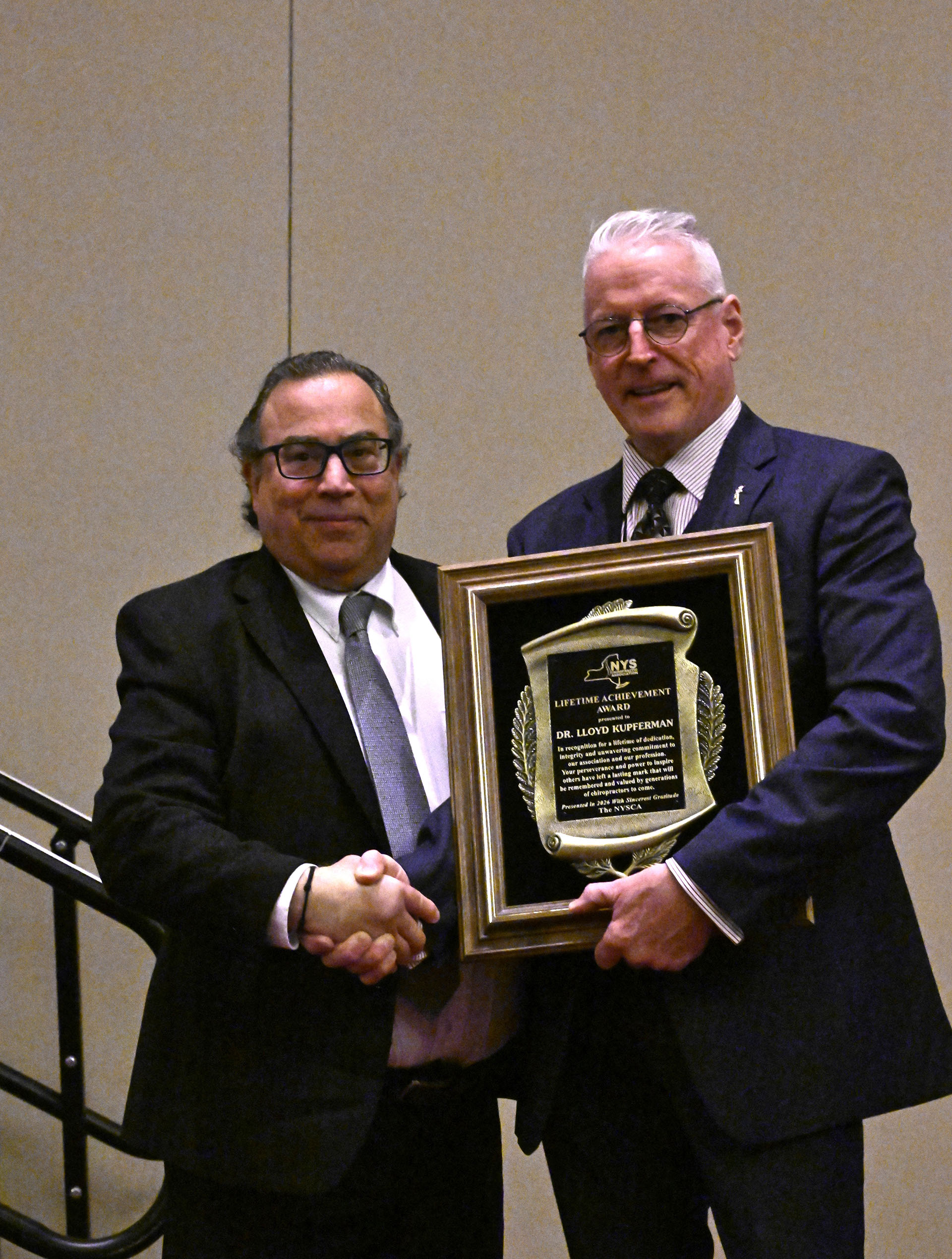 Dr. Lloyd Kupferman, Northeast Levittown Health Center clinician and assistant professor, received the Lifetime Achievement Award at the NYSCA Spring 2026 Convention.