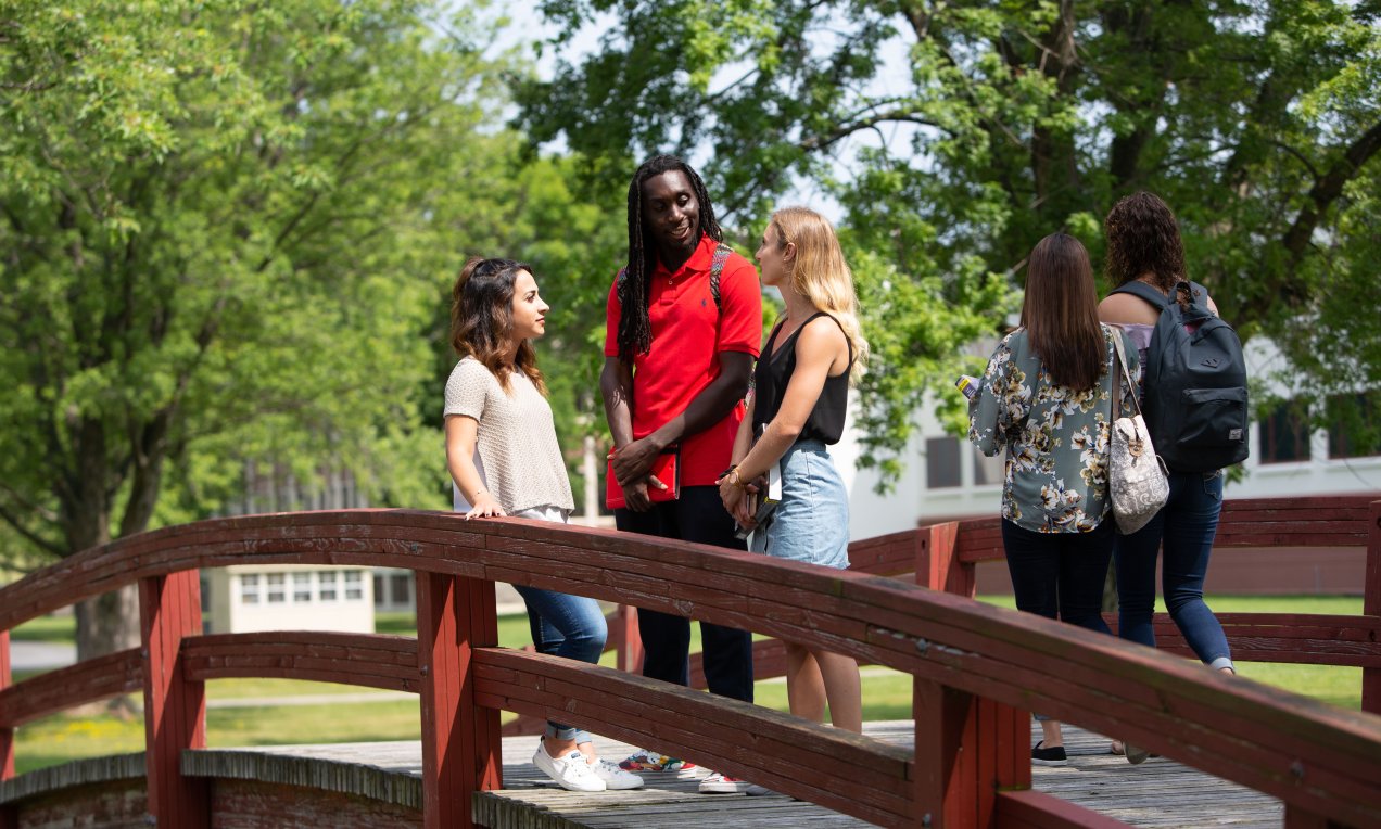 students together on a bridge
