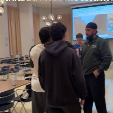 Students gathered at a campus event labeled “SCCA x SSDA Canadian Thanksgiving.”