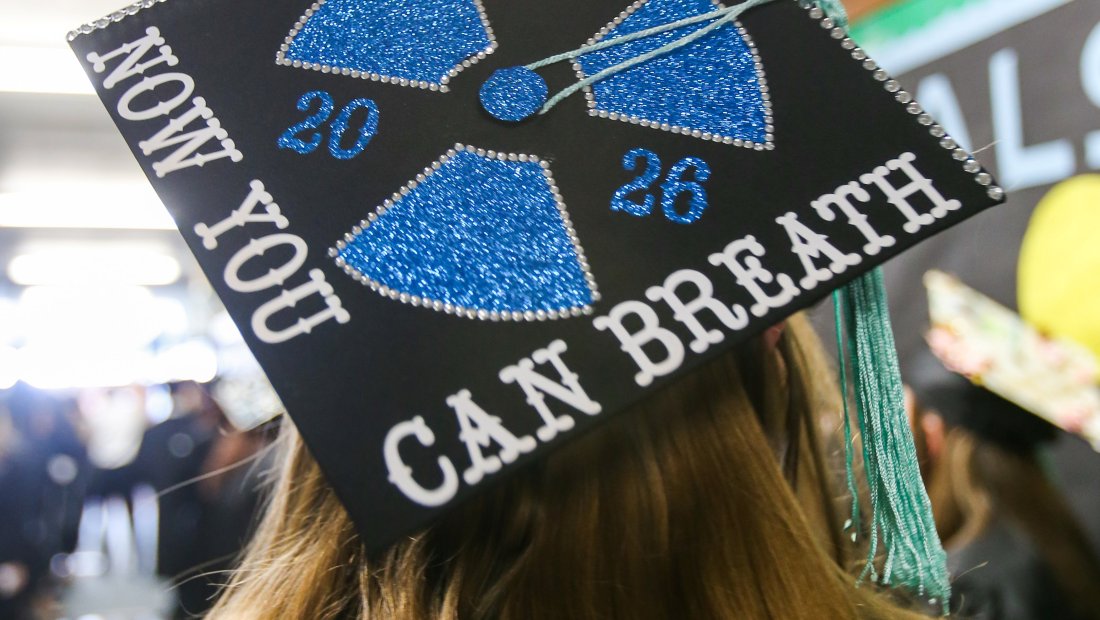 A grad cap at Commencement