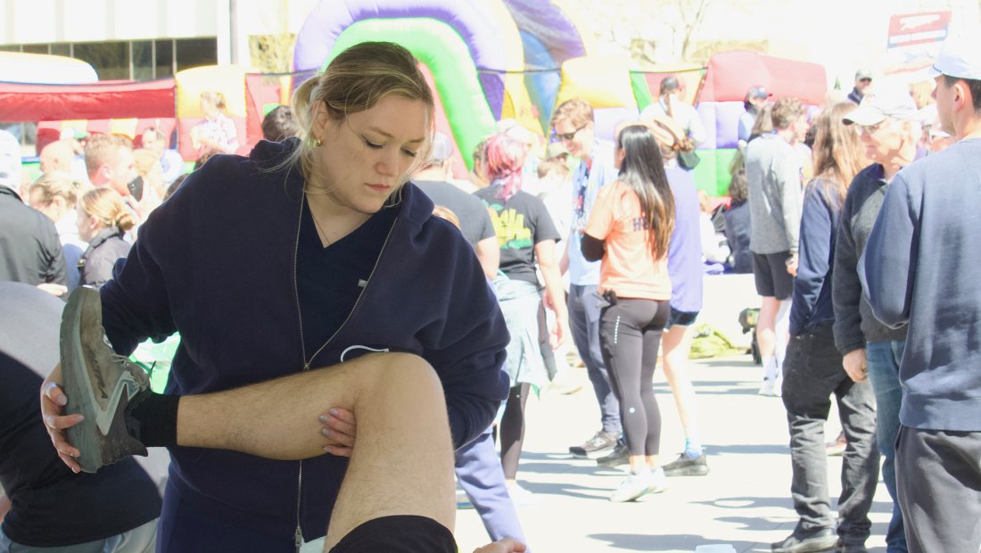 Gaining real-world experience while supporting community wellness, local athletes and sporting events, #NortheastBlue massage therapy students provided hands-on care at the 2026 Mountain Goat Run in Syracuse.