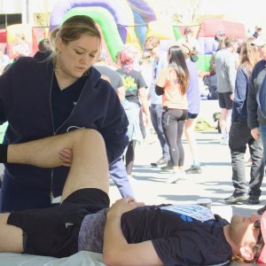 Gaining real-world experience while supporting community wellness, local athletes and sporting events, #NortheastBlue massage therapy students provided hands-on care at the 2026 Mountain Goat Run in Syracuse.